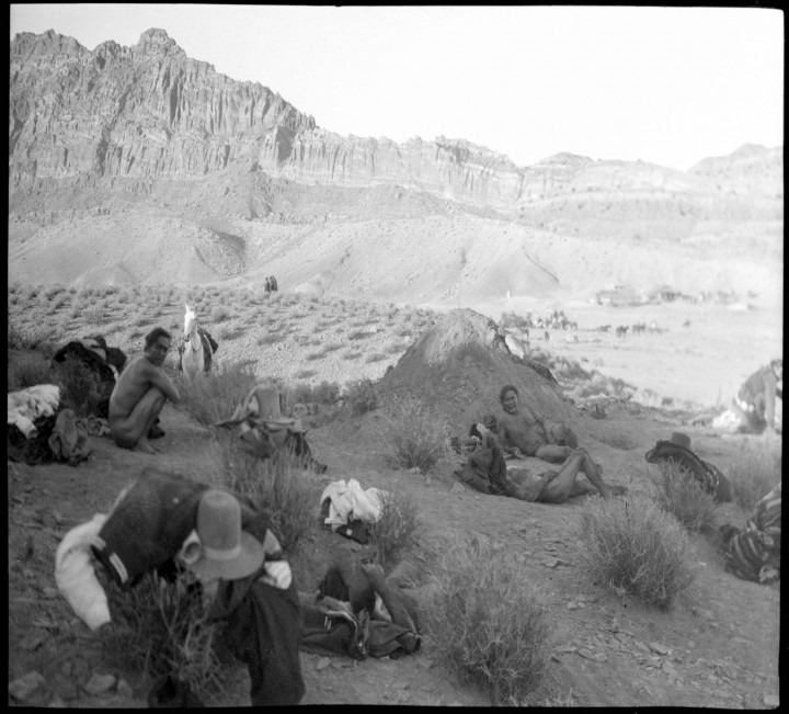 Navajo Men near sweat house 1909-1914