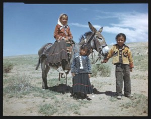 Navajo Calendar Girls on Navajo Childern On The Reservation With Girl Riding Donkey