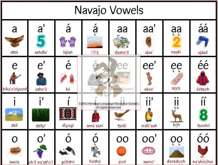 Navajo Language Vowel Poster
