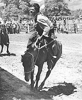 Navajo Native American Bronco Rider in Rodeo 1948